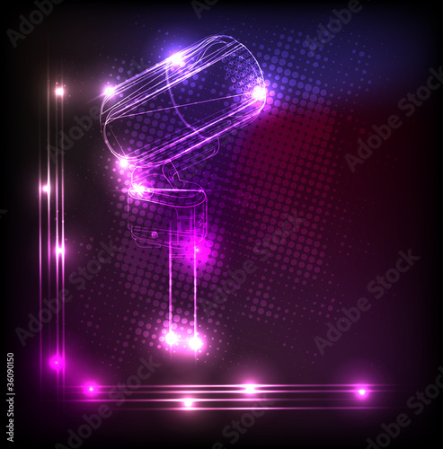 vector vintage neon microphone