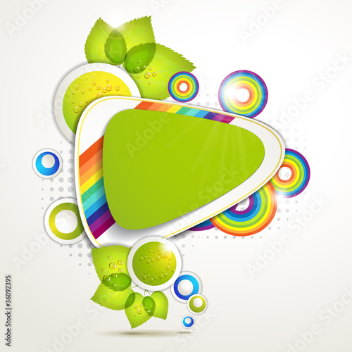 Green banner design with leaf