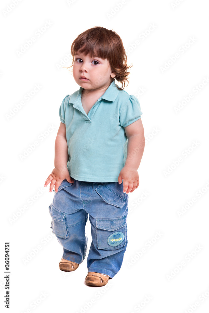 Little boy on a white background