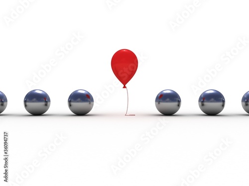 red balloon in metal balls ...