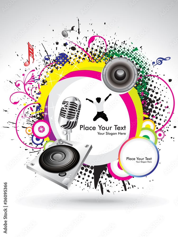 Fototapeta premium abstract colorful musical banner with grunge