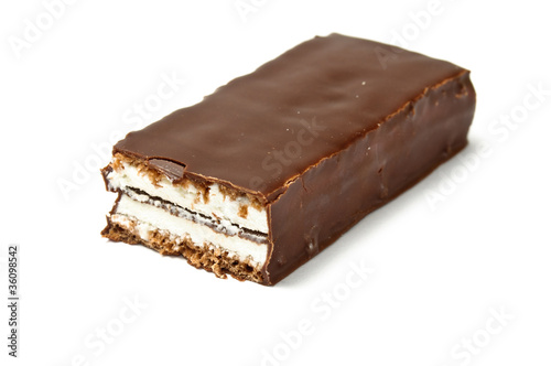 Chocolate bar with skimmings filling cut