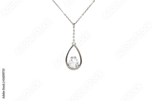 Silver necklace isolated on the white background