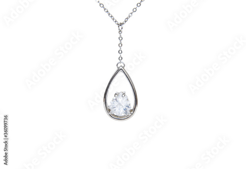 Silver necklace isolated on the white background