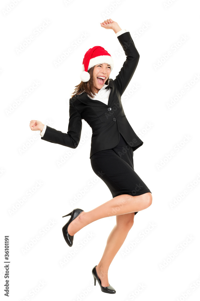 Christmas business woman wearing santa hat