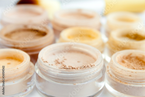 mineral make-up,  powder, blush, eye shadows