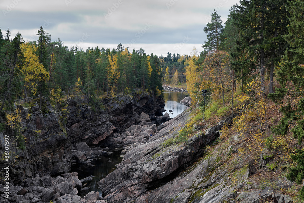 Spillway canyon of the hydroelectric power station in Imatra