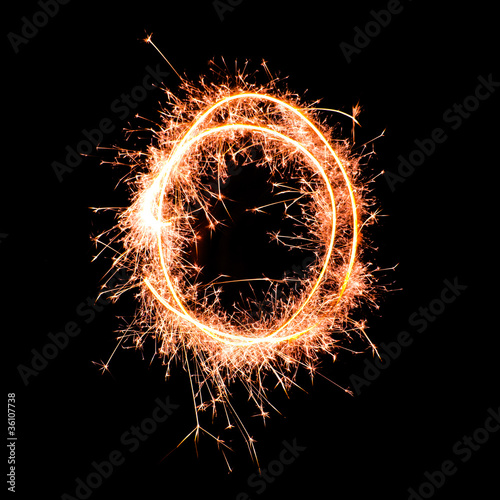 Letter O. Real sparkler alphabet