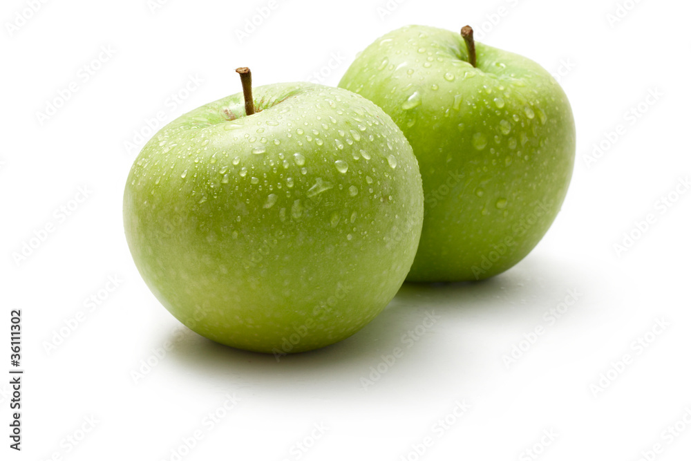 Green apples isolated on the white background