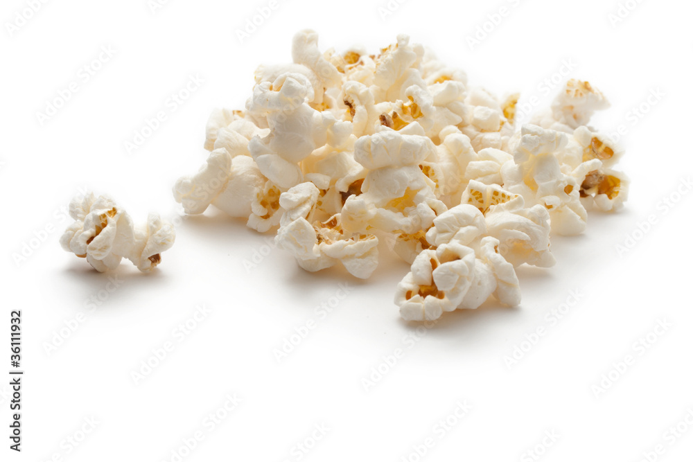 Popcorn isolated on the white background Popcorn isolated on the white background