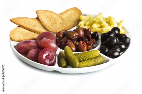 Fototapet a plate of appetizer on white