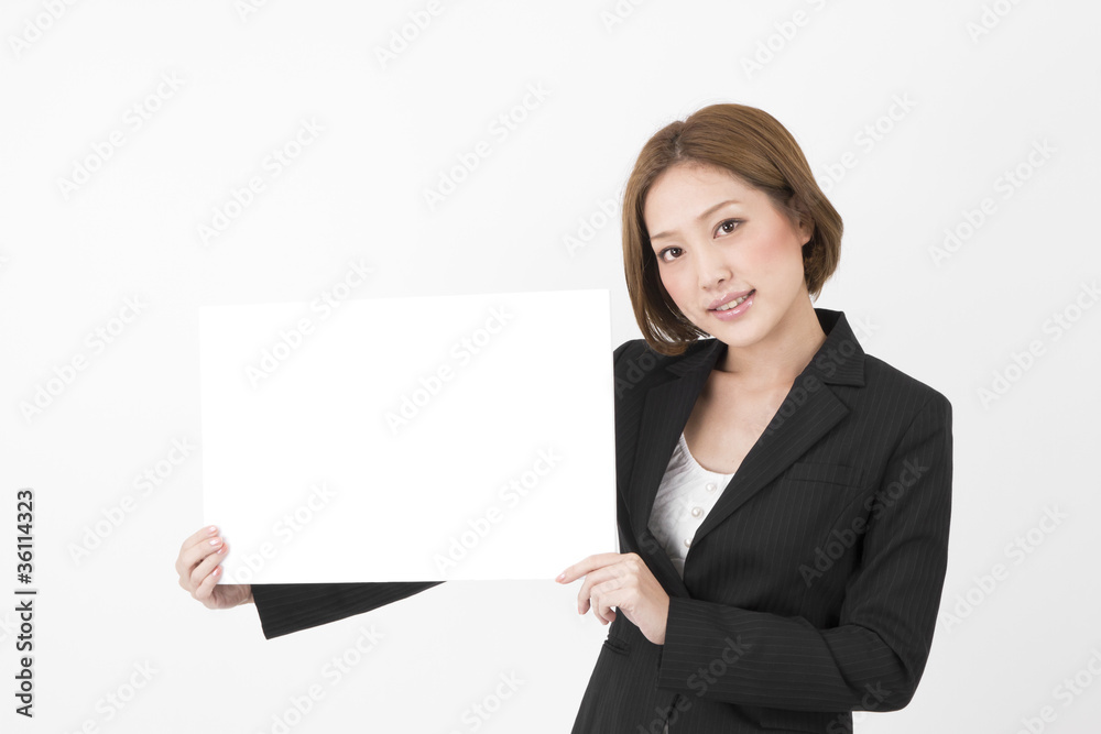 Beautiful business woman with white board Beautiful business woman with white board