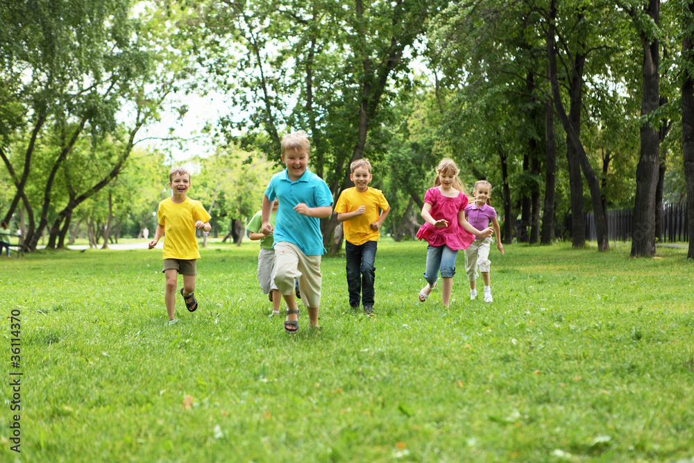 Group of children in the park Group of children in the park