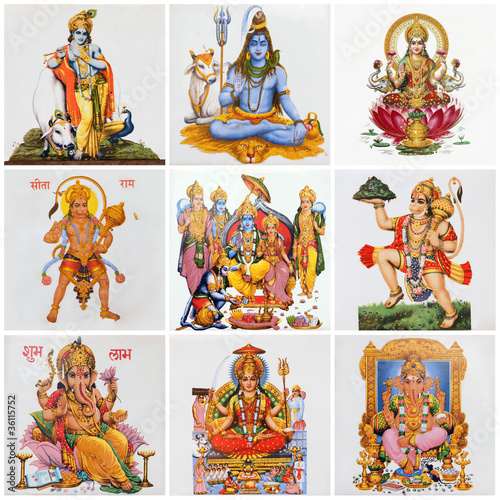 collage with hindu deities