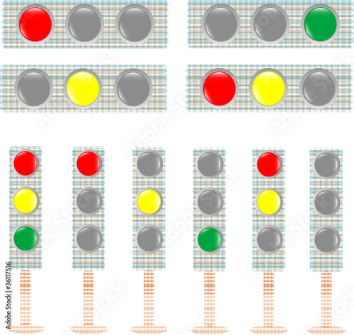 set of textile Traffic light isolated on white background vector