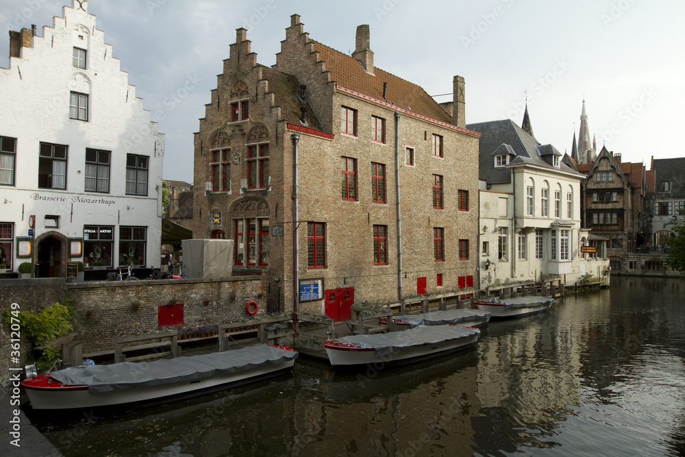 Typical waterside view of Bruges