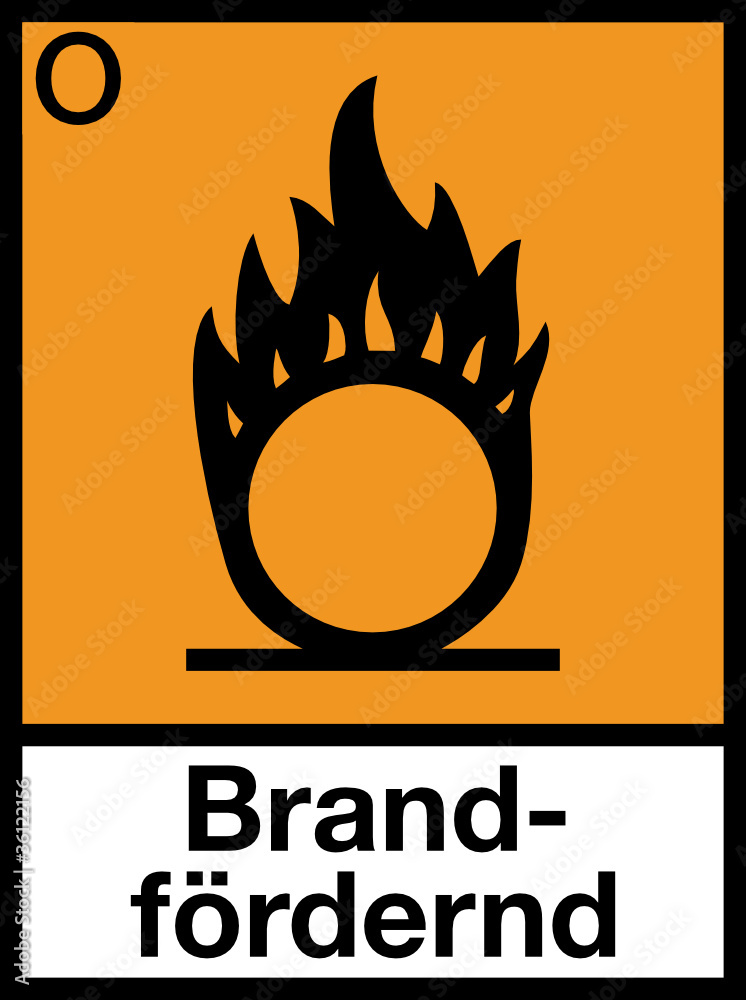 Gefahrstoffzeichen Brandfördernde Stoffe Etiketten Stock-Vektorgrafik |  Adobe Stock