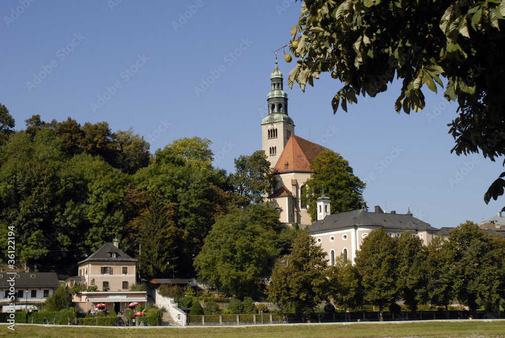 Muller Kirche by River in Salzburg Austria