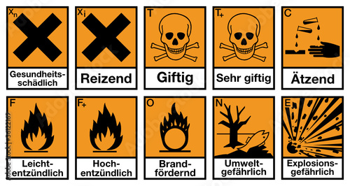 Gefahrstoffzeichen Set Deutsch Etiketten Gefahrgut