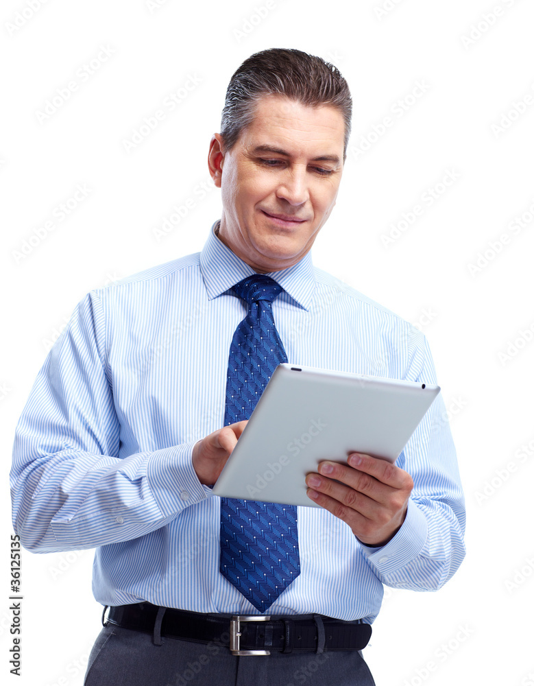 Businessman with tablet computer. Businessman with tablet computer.