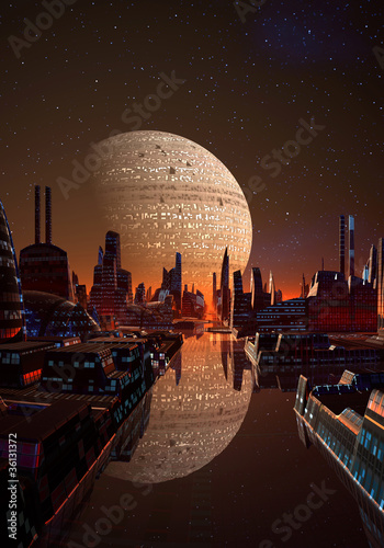 Fototapeta Naklejka Na Ścianę i Meble -  Futuristic City On An Alien Planet Part 9