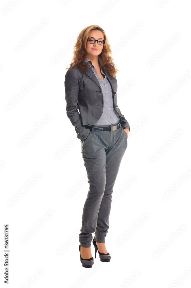 Young and attractive businesswoman on white Young and attractive businesswoman on white