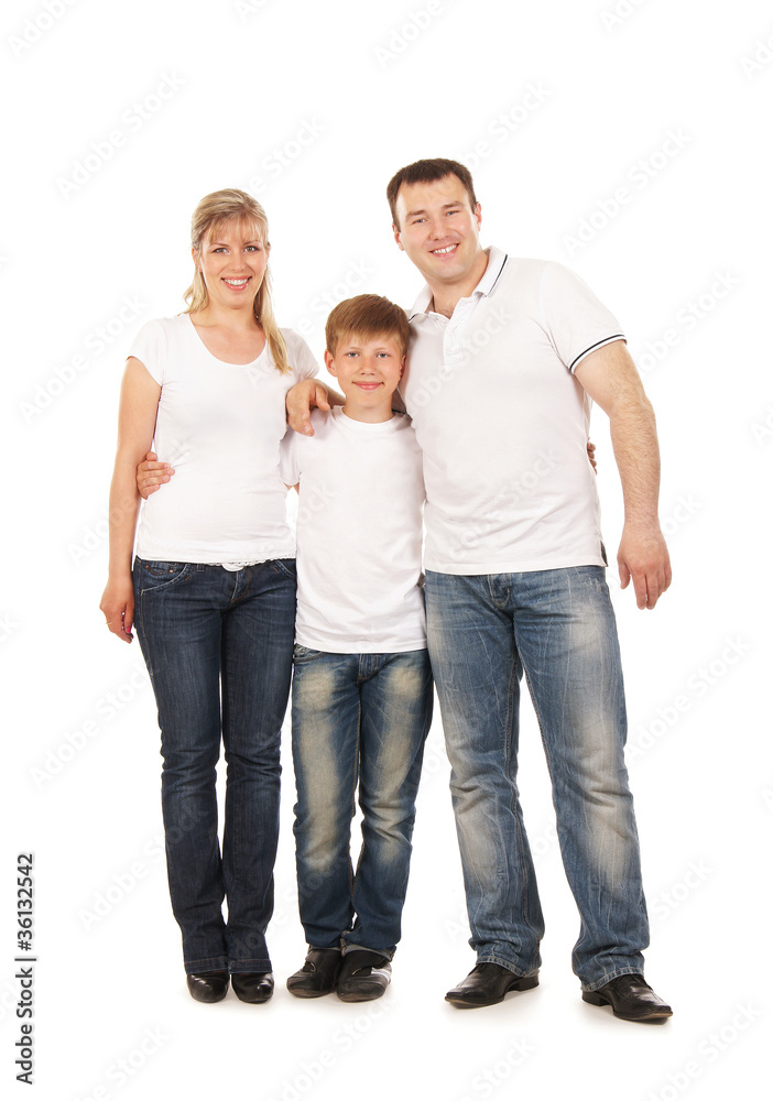 Happy family isolated over white background Happy family isolated over white background