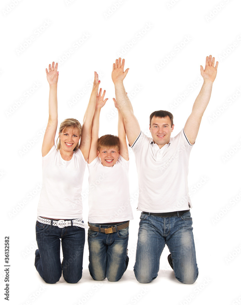 Happy family isolated over white background Happy family isolated over white background