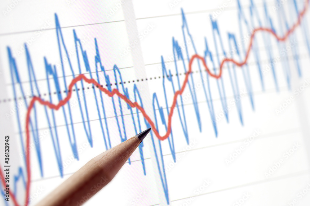 chart with a pencil to indicate the values chart with a pencil to indicate the values