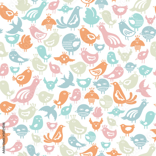 seamless background with colorful birds ornament