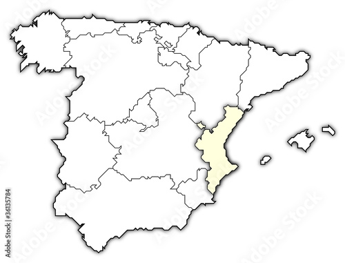 Map of Spain  Valencian Community highlighted