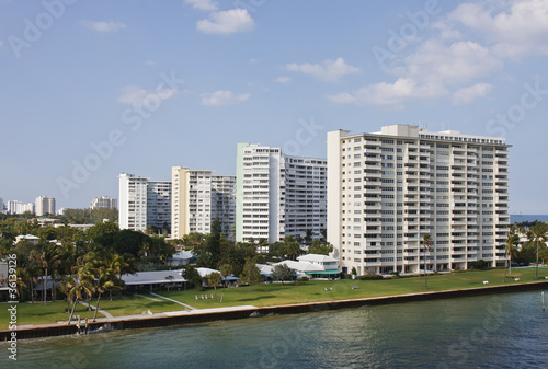 Photography Four White Condo Buildings on Coast