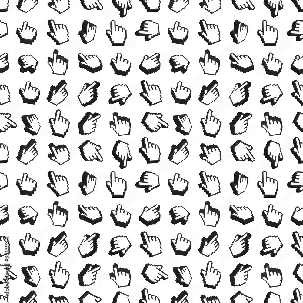 Hand cursor seamless background pattern. Vector. Hand cursor seamless background pattern. Vector.