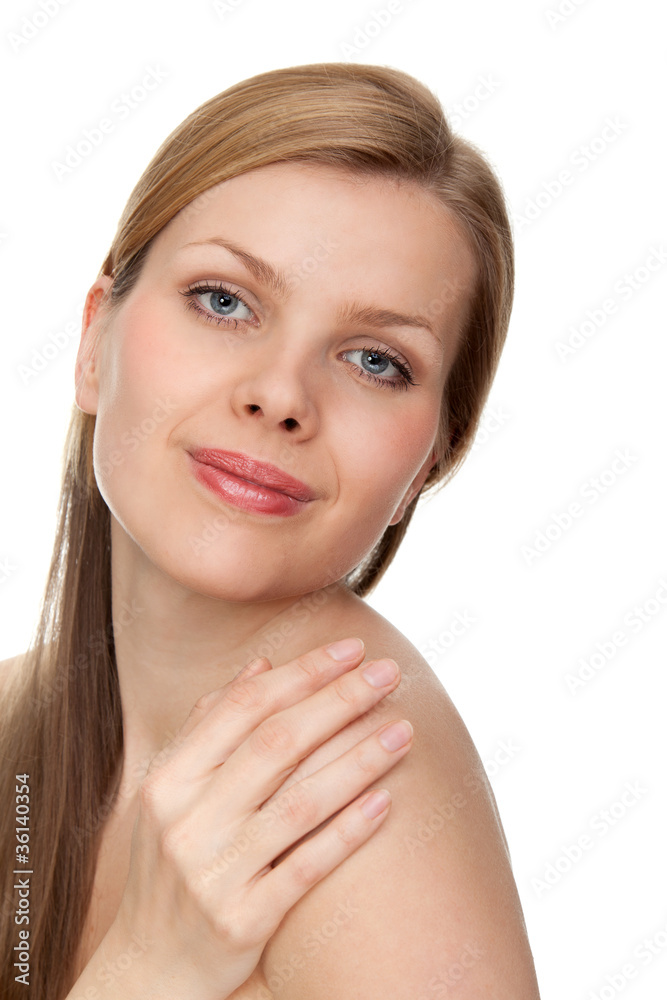 woman touching with her hand the healthy skin woman touching with her hand the healthy skin