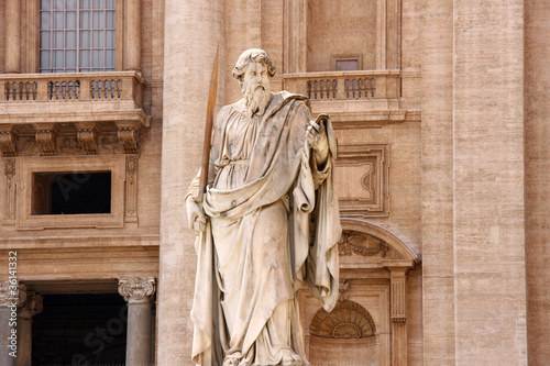 Statue of Saint Paul with his sword, looking down at us photo