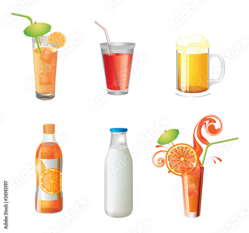 illustration of different beverages