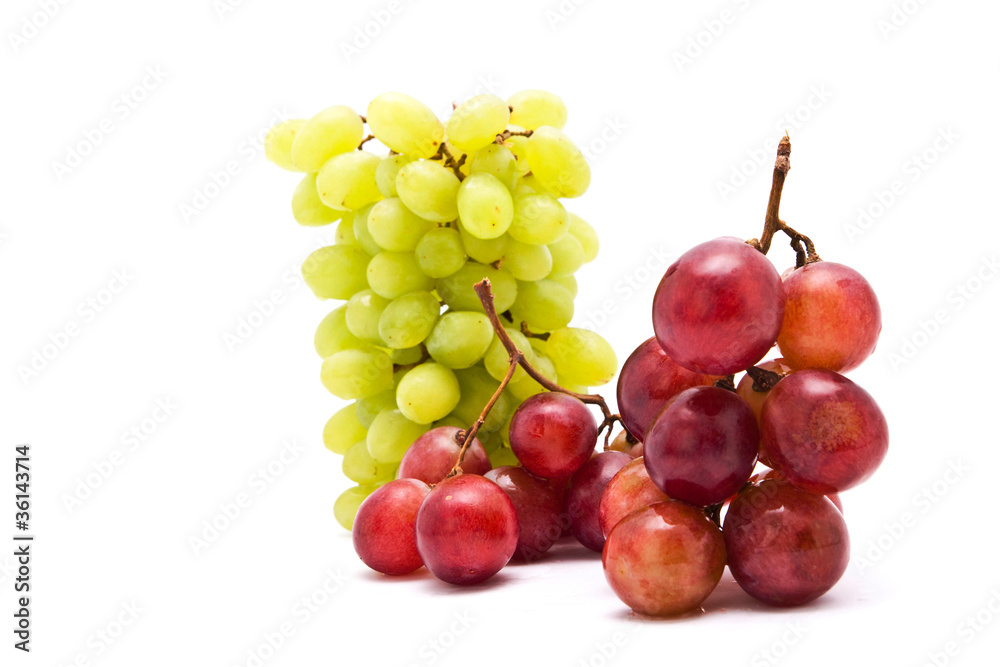 Cluster of fresh grape on the white background