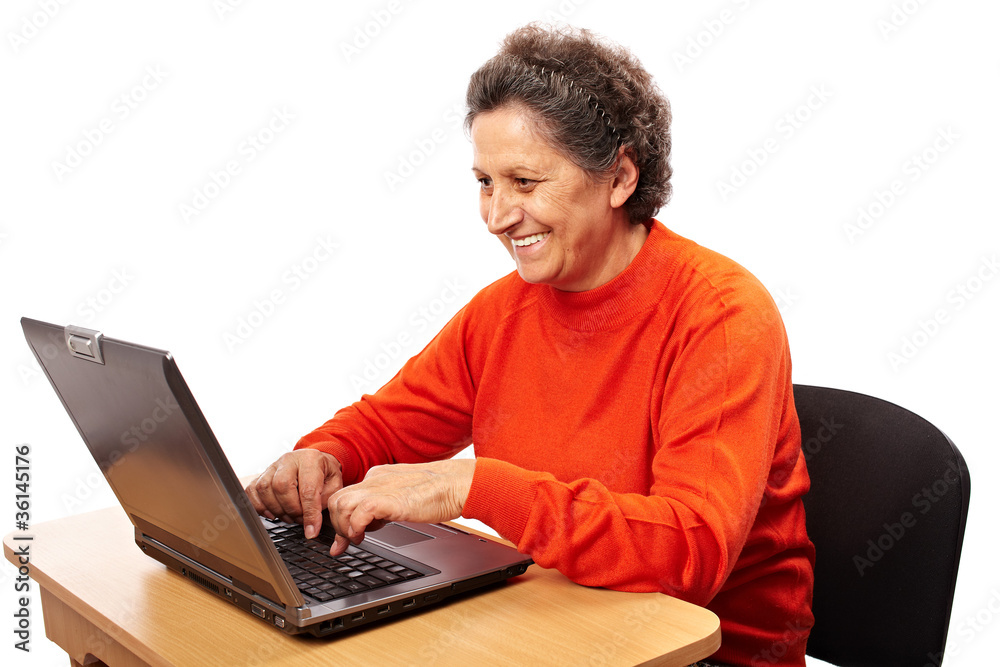 Senior lady at the computer Senior lady at the computer