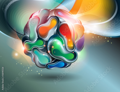 Vector abstract shining ball on a dark background