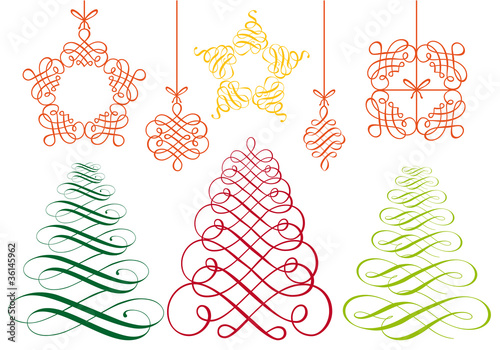 christmas ornaments, vector set