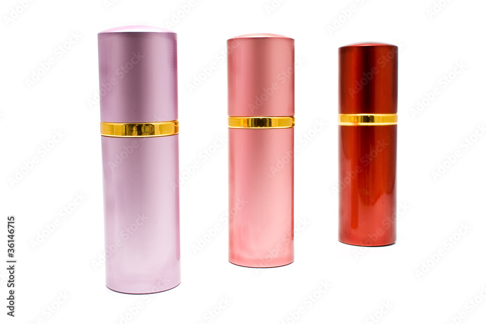 Three colorful spray cans Three colorful spray cans