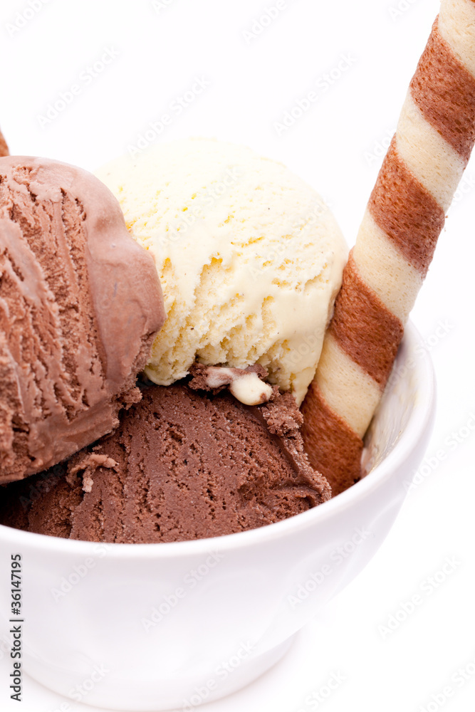 Ausschnitt von Eisbecher mit Waffel mit Linien Ausschnitt von Eisbecher mit Waffel mit Linien