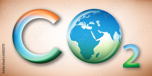 Carbon dioxide, earth map on oxygen