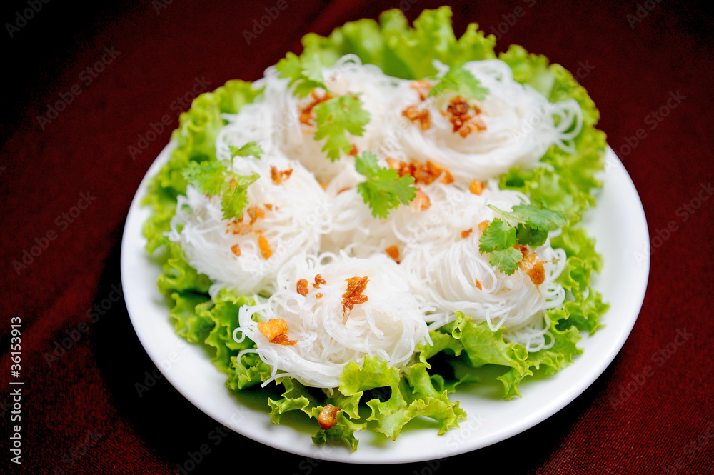 Chinese rice noodles with vegetable ingredients Chinese rice noodles with vegetable ingredients