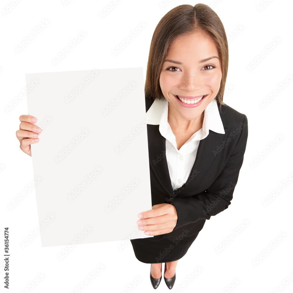 Business woman showing sign