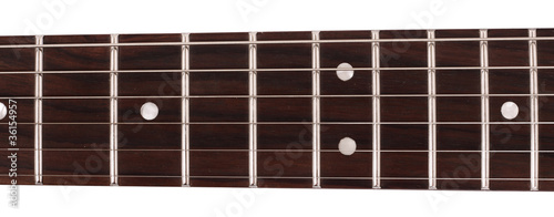 Image of guitar fingerboard isolated on white