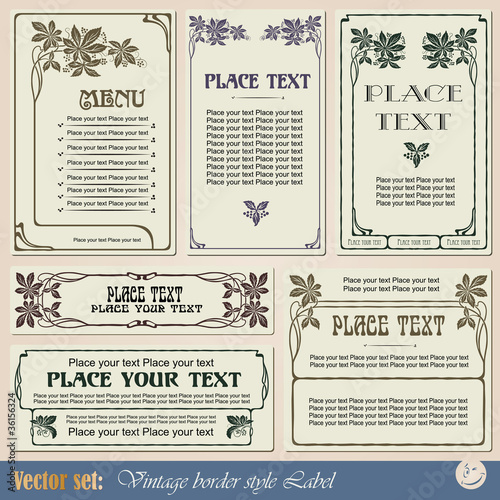 vintage style labels on different topics