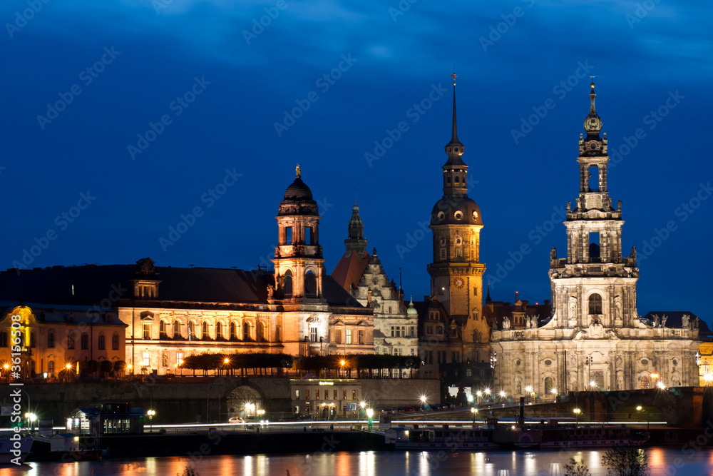 The historic city of Dresden at sunset