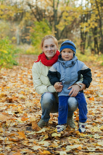 mother with boy in autumn © JackF