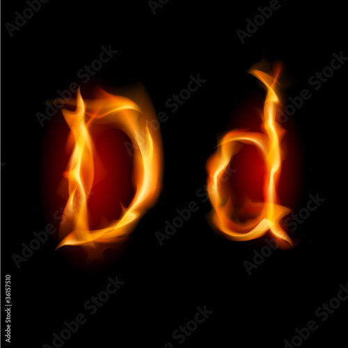 Fiery font. Letter D
